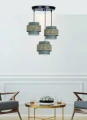 LUCCIA LAMPA WISZĄCA CZARNY TALERZ 3X40W E27 ABAŻUR BEŻOWY+GRAFITOWY 33-25470 Candellux