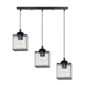 GLASSIA LAMPA WISZĄCA CZARNY 3X40 E27 KLOSZ CZARNY+KRYSZTAŁY BEZBARWNE 33-21120 Candellux