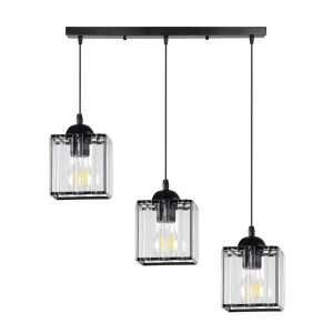 GLASSIA LAMPA WISZĄCA CZARNY 3X40 E27 KLOSZ CZARNY+KRYSZTAŁY BEZBARWNE 33-21120 Candellux