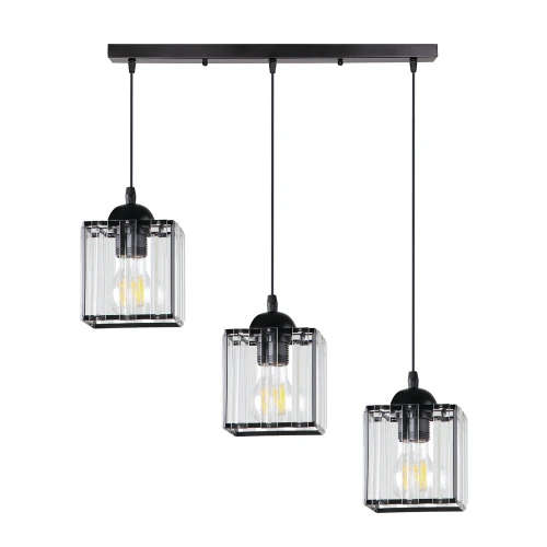 GLASSIA LAMPA WISZĄCA CZARNY 3X40 E27 KLOSZ CZARNY+KRYSZTAŁY BEZBARWNE 33-21120 Candellux