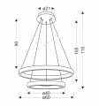 Hashim lampa wisząca 60+40cm złoty 22W+34W LED kryształki bezbarwne 32-28433 Candellux