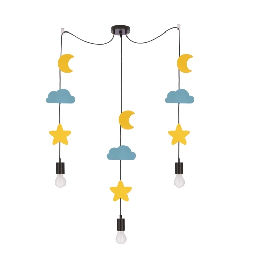 Trio sss p lampa wisząca czarny 3x20W E27 iq kids złoty+niebieski 33-28471 Candellux