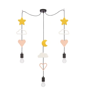 Trio hcsm p lampa wisząca czarny 3x20W E27 iq kids różowy+biały+złoty 33-27542 Candellux