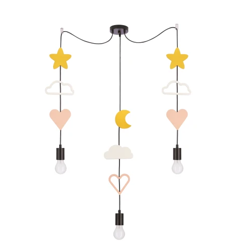 Trio hcsm p lampa wisząca czarny 3x20W E27 iq kids różowy+biały+złoty 33-27542 Candellux