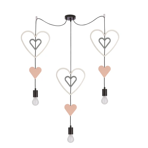 Trio hhh p lampa wisząca czarny 3x20W E27 iq kids biały+różowy+szary 33-27535 Candellux