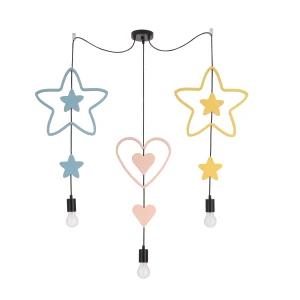Trio shs p lampa wisząca czarny 3x20W E27 iq kids złoty+różowy+niebieski 33-27511 Candellux