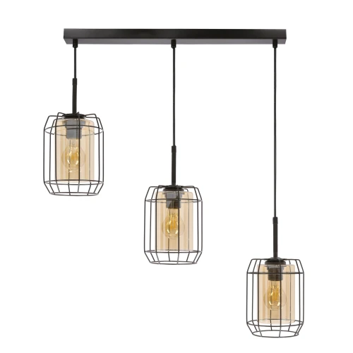 JONERA lampa wisząca czarny 3x40W E27 klosz  bursztynowy 33-49315 Candellux