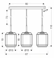 JONERA lampa wisząca czarny 3x40W E27 klosz  bursztynowy 33-49315 Candellux