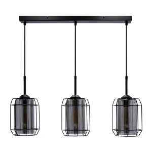 Jonera lampa wisząca czarny 3x40w e27 klosz dymiony 33-08435 Candellux