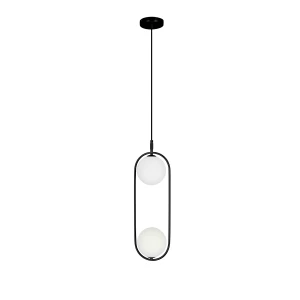 Lampa wisząca CORDEL elegancka - czarna z białymi kloszami kulkami - nowoczesne oświetlenie salonu 2x G9 LED 32-10155 Candellux