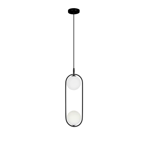 Lampa wisząca CORDEL elegancka - czarna z białymi kloszami kulkami - nowoczesne oświetlenie salonu 2x G9 LED 32-10155 Candellux
