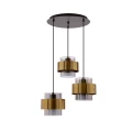 Spiega lampa wisząca talerz czarny+mosiężny 3x60w e27 klosz dymiony 33-09500 Candellux