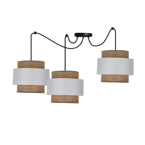 Forni p lampa wisząca czarny 3x40W E27 abażur biały+orzechowy 33-18304 Candellux