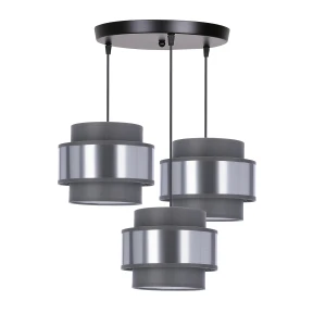 Lampa sufitowa Hare 3xE27 40W czarna talerzowa, abażury szare i srebrne do salonu, sypialni, przedpokoju, nowoczesna, elegancka 33-18458 Candellux
