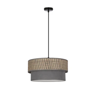 Karrara lampa wisząca czarny 1x60W E27 abażur szaro beżowy+szary 31-23865 Candellux