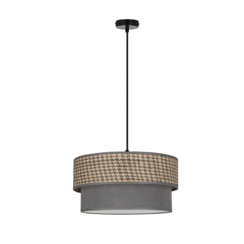 Karrara lampa wisząca czarny 1x60W E27 abażur szaro beżowy+szary 31-23865 Candellux