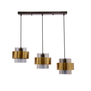Spiega lampa wisząca czarny+mosiężny 3x60W E27 klosz dymiony 33-32027 Candellux