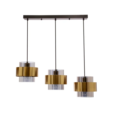 Spiega lampa wisząca czarny+mosiężny 3x60W E27 klosz dymiony 33-32027 Candellux