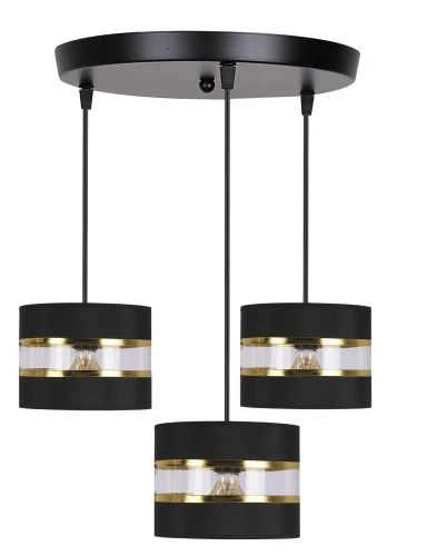 PANDY lampa wisząca czarny talerz 3x40W E27 abażur czarny+złoty 33-37602 Candellux