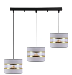 PANDY lampa wisząca czarny 3x40W E27 abażur szary+złoty 33-37657 Candellux