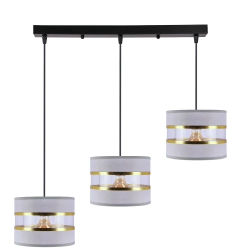 PANDY lampa wisząca czarny 3x40W E27 abażur szary+złoty 33-37657 Candellux