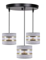 PANDY lampa wisząca czarny talerz 3x40W E27 abażur szary+złoty 33-37664 Candellux