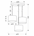 PANDY lampa wisząca czarny talerz 3x40W E27 abażur szary+złoty 33-37664 Candellux