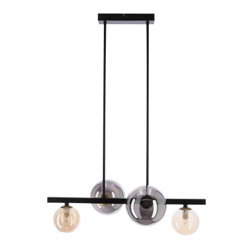 Lampa wisząca Kama 4x28W G9 czarna i złota, klosze grafitowe i bursztynowe, styl nowoczesny, elegancka oprawa sufitowa 34-47595 Candellux