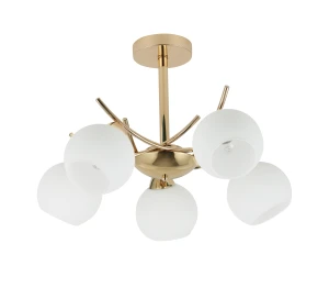 AMOS Lampa wiszaca złoty 5x40W E27 klosz biały 35-37497 Candellux