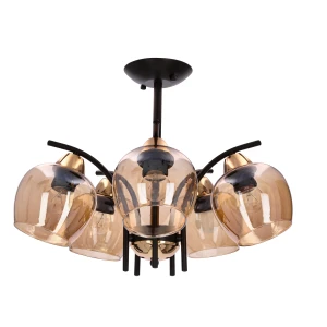 MERRA lampa wiszaca czarny 5x40W E27 klosz bursztynowy 35-35325 Candellux