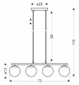 Carrine lampa wisząca drewniany 4x40W E14 klosz biały 34-37442 Candellux