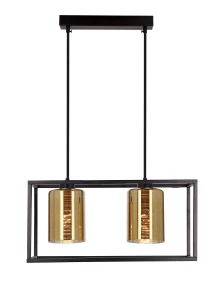 Lampa wisząca LURI 2x40W E27 czarna ze złotymi kloszami, nowoczesna oprawa sufitowa do salonu i kuchni, loftowy styl, elegancki minimalizm 32-47878 Candellux