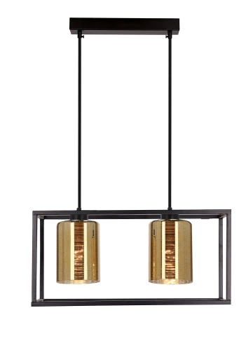 Lampa wisząca LURI 2x40W E27 czarna ze złotymi kloszami, nowoczesna oprawa sufitowa do salonu i kuchni, loftowy styl, elegancki minimalizm 32-47878 Candellux