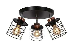 Glob lampa sufitowa plafon czarny+złoty 3x40w e27 klosz czarny 98-00392 Candellux