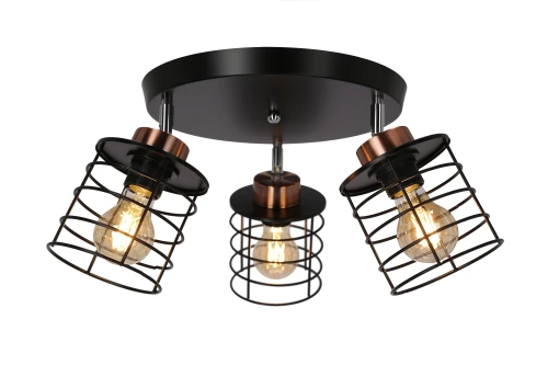 Glob lampa sufitowa plafon czarny+złoty 3x40w e27 klosz czarny 98-00392 Candellux