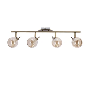 Lentini lampa sufitowa listwa patynowy 4x40w g9 klosz bursztynowy 94-16362 Candellux