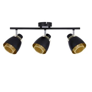 Aleksandria lampa sufitowa listwa czarny 3x40w e14 klosz czarny+złoty 93-13767 Candellux