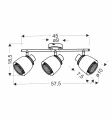 Aleksandria lampa sufitowa listwa czarny 3x40w e14 klosz czarny+złoty 93-13767 Candellux