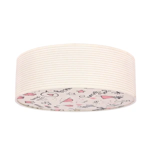 KIDDY lampa sufitowa plafon 38 cm 2x40W E27 biały abażur tkanina paski beżowe dziecięca oprawa oświetleniowa pokój dziecka uniwersalna 31-38876 Candellux