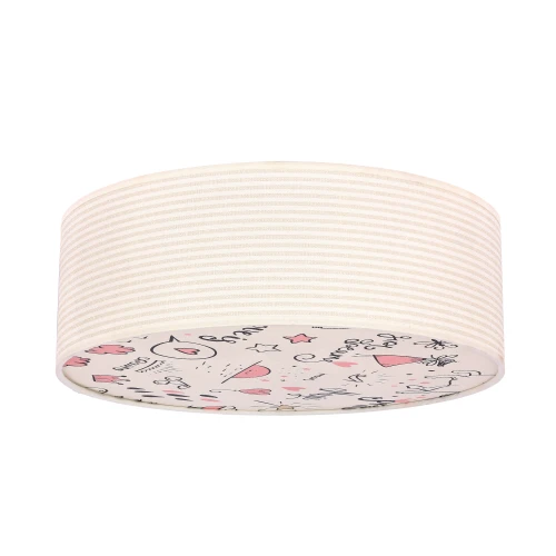 KIDDY lampa sufitowa plafon 38 cm 2x40W E27 biały abażur tkanina paski beżowe dziecięca oprawa oświetleniowa pokój dziecka uniwersalna 31-38876 Candellux