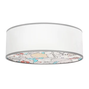 KIDDY lampa sufitowa plafon 38 cm 2x40W E27 biały abażur tkanina z szarą oblamówką dziecięca oprawa oświetleniowa pokój dziecka klasyczna 31-38869 Candellux
