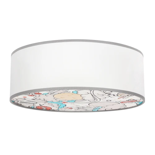 KIDDY lampa sufitowa plafon 38 cm 2x40W E27 biały abażur tkanina z szarą oblamówką dziecięca oprawa oświetleniowa pokój dziecka klasyczna 31-38869 Candellux