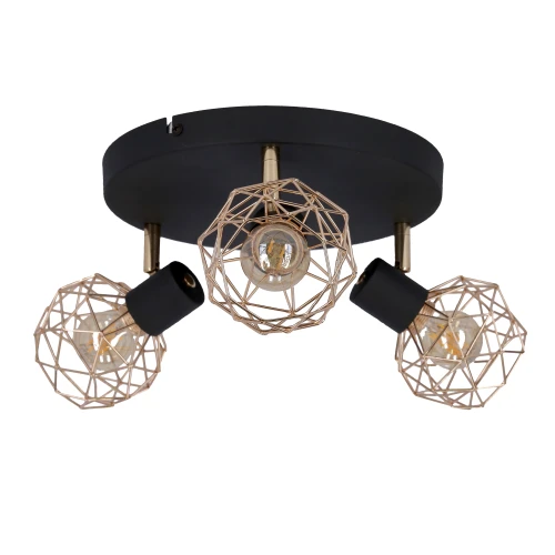 ACROBAT PLAFON 3X40W E14 CZARNY KLOSZ MIEDZIANY 98-22233 Candellux