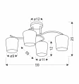 ESNYR LAMPA SUFITOWA CHROMOWY+CZARNY 4X40 E27 KLOSZ BIAŁY 34-22677 Candellux