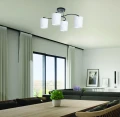 ESNYR LAMPA SUFITOWA CHROMOWY+CZARNY 4X40 E27 KLOSZ BIAŁY 34-22677 Candellux