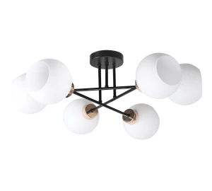 AMANDA LAMPA SUFITOWA CZARNY+ZŁOTY 6X40 E27 KLOSZ BIAŁY 36-21083 Candellux
