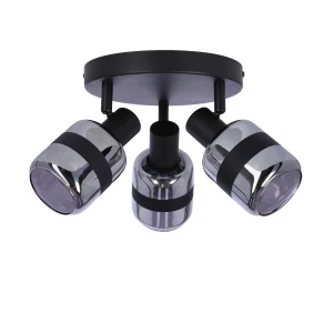 YUKI LAMPA PLAFON CZARNY MATOWY 3X15W E14 KLOSZ DYMIONY 98-13439 Candellux