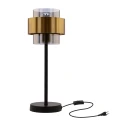 Spiega lampa stołowa czarny+mosiężny 1x60w e27 klosz dymiony 41-09531 Candellux