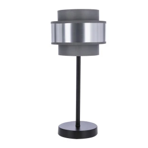 HARE LAMPA STOŁOWA CZARNY 1X60W E27 ABAŻUR SZARY+SREBRNY 41-18465 Candellux