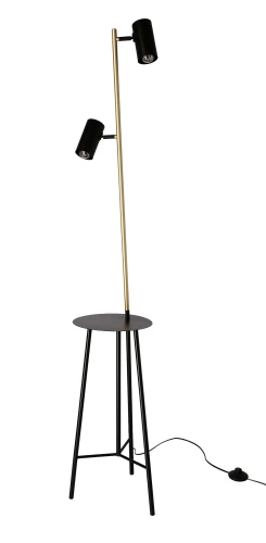 PERRET LAMPA PODŁOGOWA CZARNY+ZŁOTY MATOWY 2X15W GU10 KLOSZ CZARNY 52-00019 Candellux
